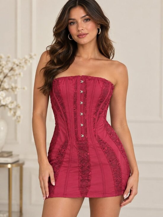 Mars The Label Dresses & Skirts - Mars the Label The Lace Clasp Detail Mini Dress, Wine Red, NWT, Sz 8US/12UK
